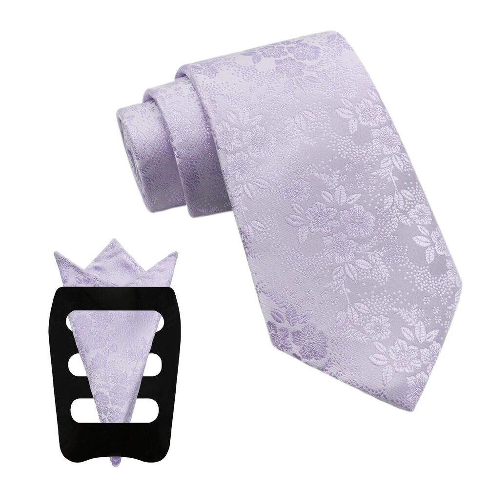 9879 Floral Ties , 3pcs/set Neck Tie Pocket Square Holder Set for Wedding